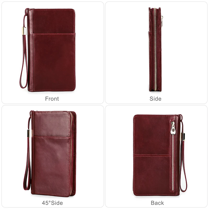Travel Wallet Family Passport Holder Genuine Leather Organizer Travel accessories Document Case Cardholder with Wrist Strap