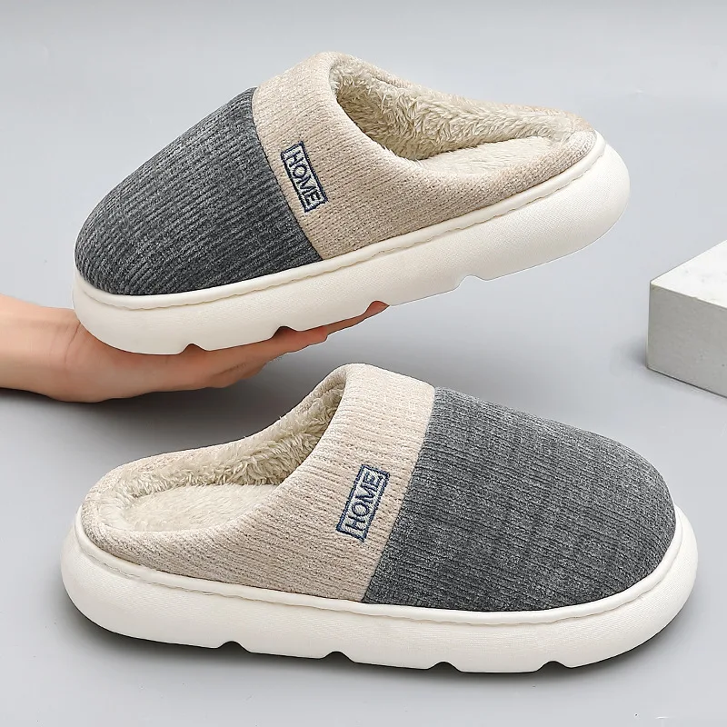 

Winter House Fur Slippers Warm Cotton Shoes High Sole Comfortable Indoor Bedroom Women Men Ladies Lovers Furry Slides
