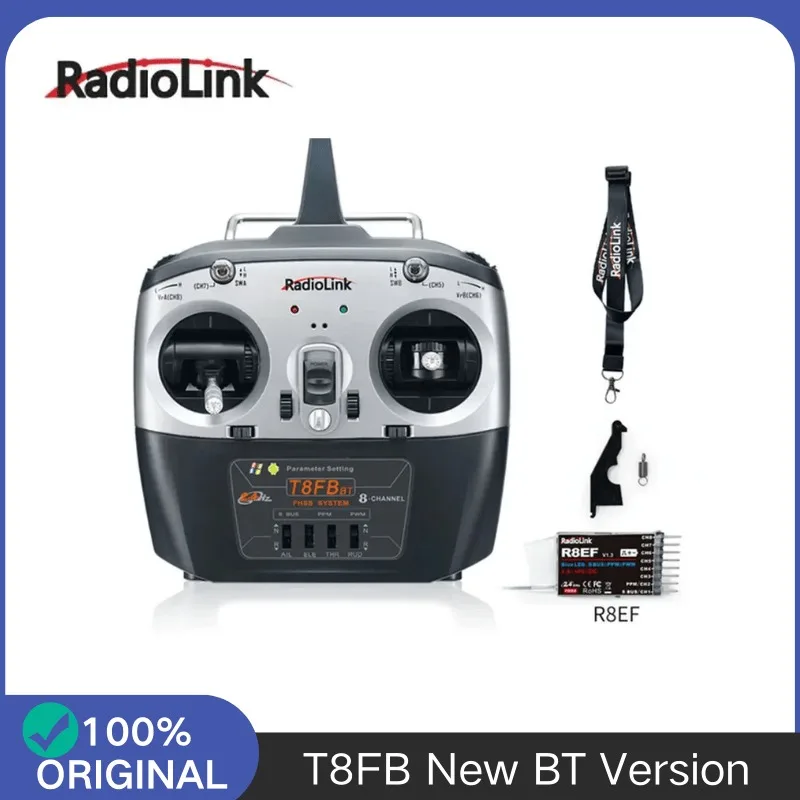 Radiolink T8FB BT 8CH télécommande RC 2.4GHz avec récepteur R8EF, vue d'ensemble