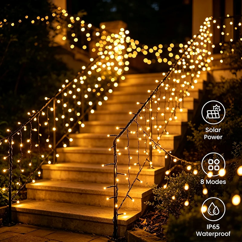 Solar-Powered LED Fairy String Lights - Waterproof Outdoor Starry Decoration