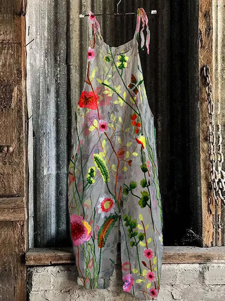 

Women's New Summer Fashion Flower Jumpsuit Loose And Comfortable 3D Printed Suspenders
