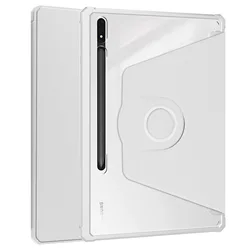 Premium Leather Tablet Case with 360° Rotation Stand and Clear Crystal Design for Tab A9 8.7inch (GRAY)