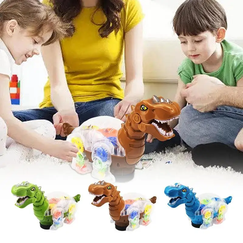 

Dino Sound Toy Battery Operated Crawling Dino Flashing Toy Walking Dinosaur Toys With Dino Sound, Music Colorful Geared Car