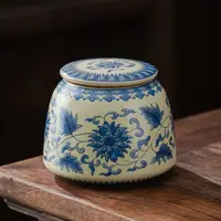 European Style Ceramic Tea Canister Blue and White Porcelain Candy Jar Household Retro Coffee Beans Nuts Powder Storage Jar New 2