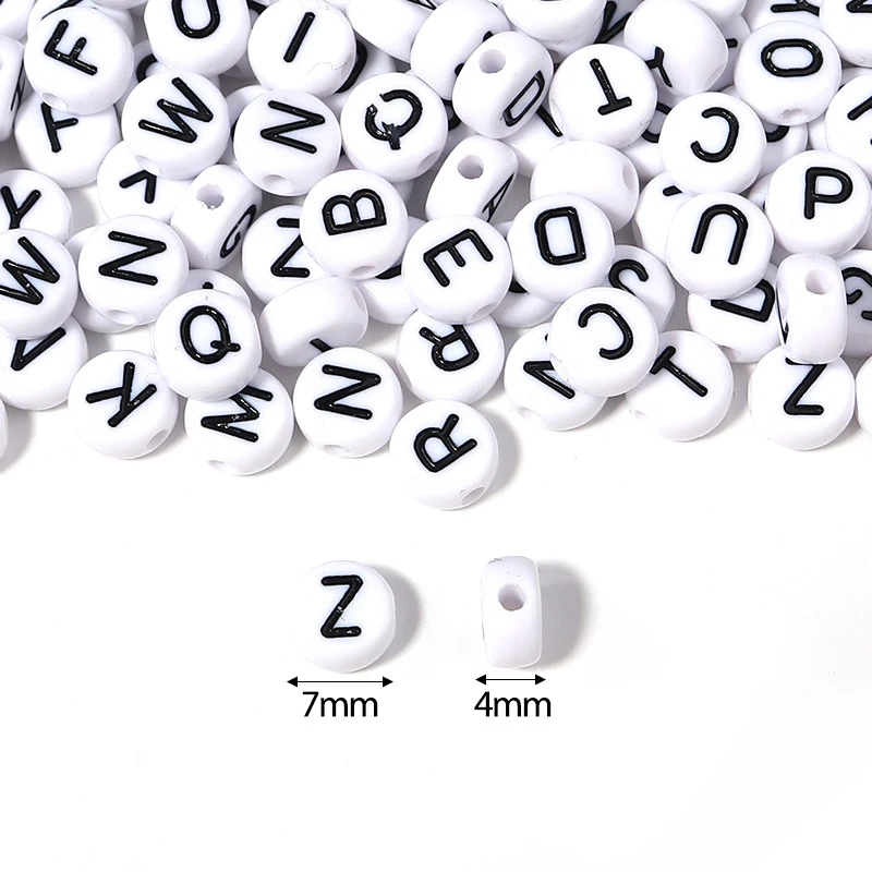 Acrylic Letter Beads 100pcs 7mm Letter Beads Oval Shape Acrylic Spacer Loose Beads For Jewelry Making