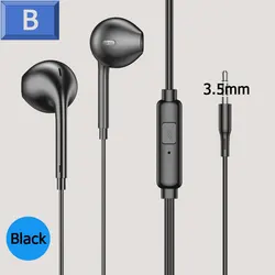 Enhanced Product Title: Premium In - Ear Wired Headphones with Microphone - Stereo Earbuds (B - Black)