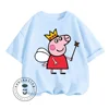 New Peppa Pig Animated Cartoon Character Print Design for Children Ages 3-14 O-neck Breathable and Soft Short-sleeved T-shirt 4