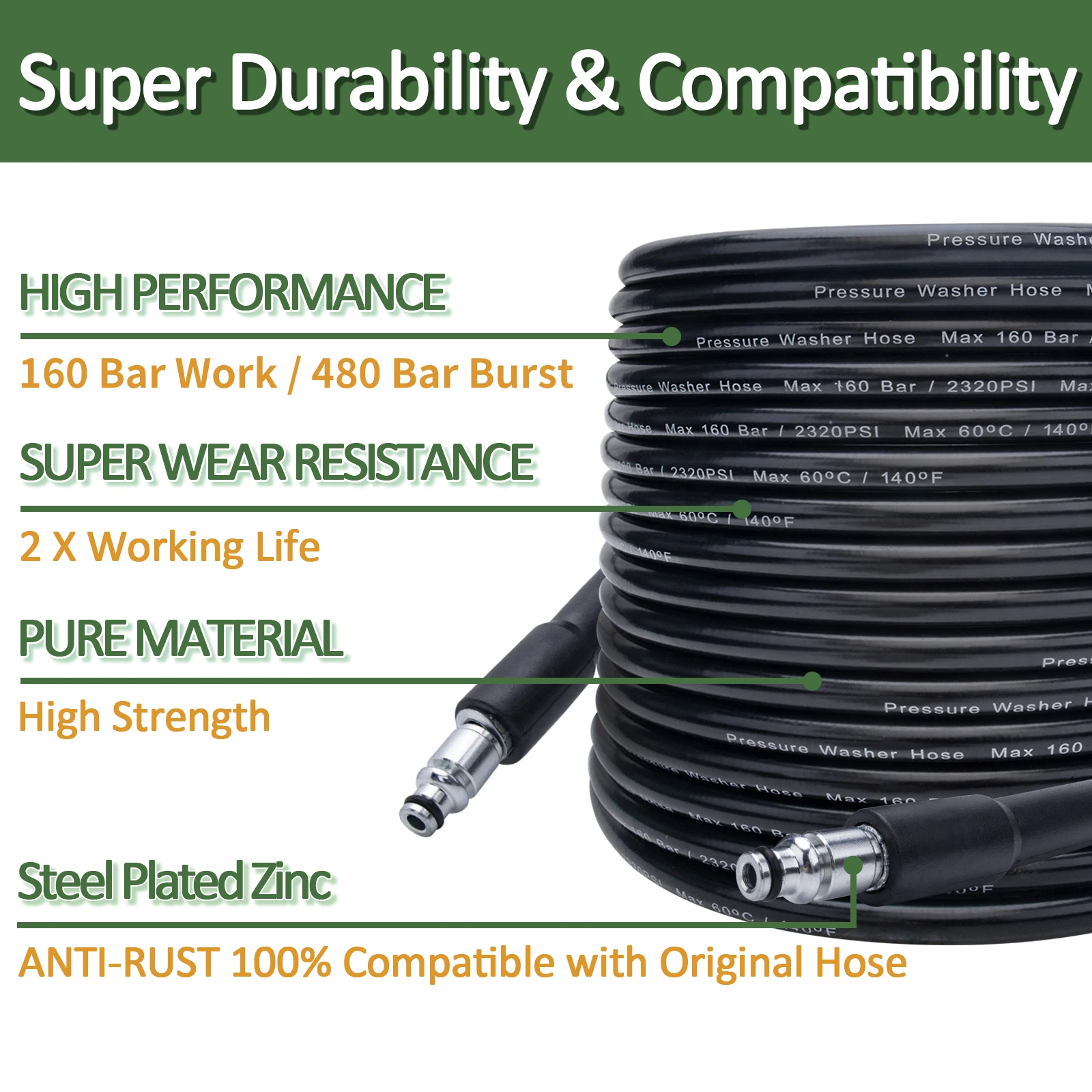 upgraded superflex HD rubber hose BOSCH HIGH PRESSURE WASHER HOSE FOR AQT35-12 
