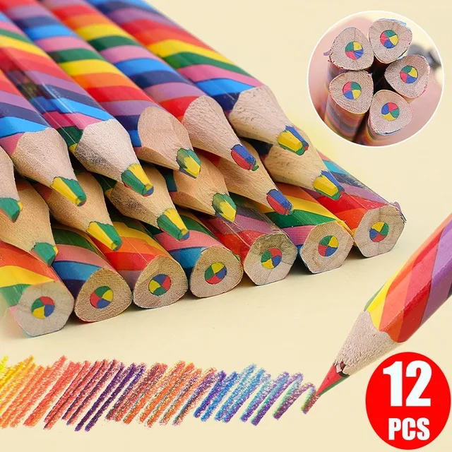 Set di mate arcobaleno sfumate concentriche a 7 colori mata colorata per adulti mate multicolori disegno artistico cancelleria per schizzi  21