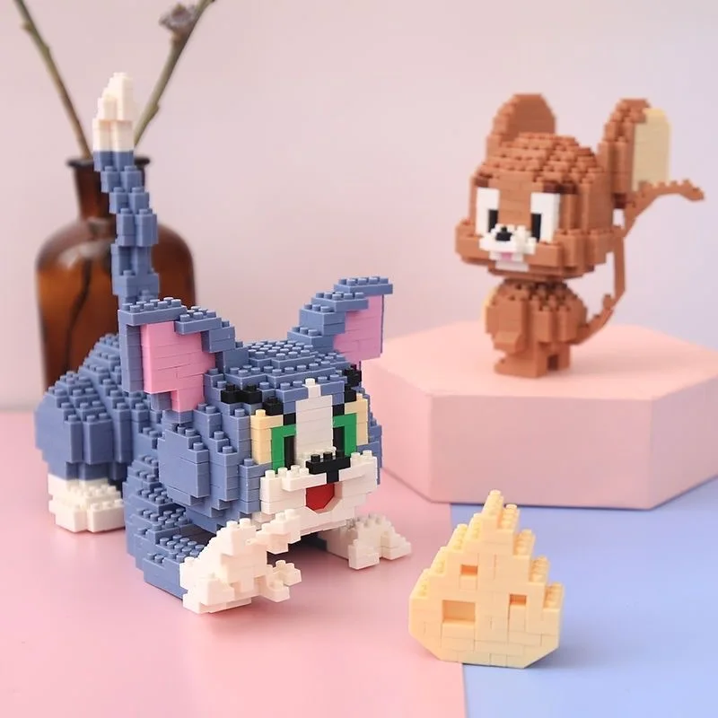 Lustige Tom und Jerry Mikro-Bausteine Käse Katze und Maus Montage 3D-Modell Anime Mini-Baustein-Figur Spielzeug Geschenk – Detail 4
