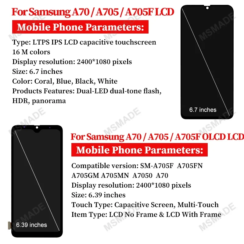 Ｚ  A70 ÷ LCD ġ ũ ü ǰ Ÿ,  , A705, A705F