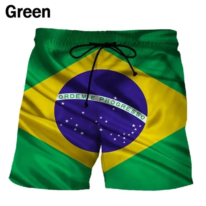 Brasil Emblem Brazil Flag Graphic Beach Shorts Men 3D Print