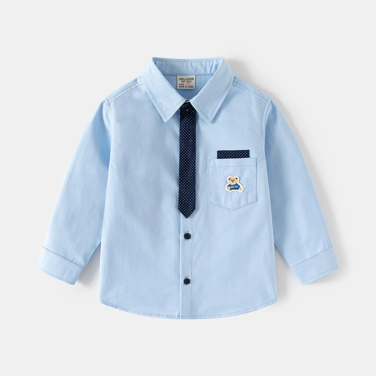 ircomll Boys' Long Sleeved Shirt Tie T-Shirt Children's College Style Cotton Shirt For Boy Clothes Spring tops Toddler Boys Coat