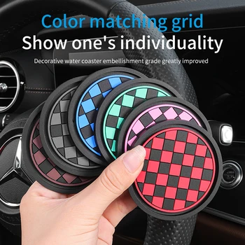 2pcs Car Cup Holder Anti-Slip Coasters Premium PVC Car Coasters Universal Fits Perfectly For Most Cup Car Interior Accessories