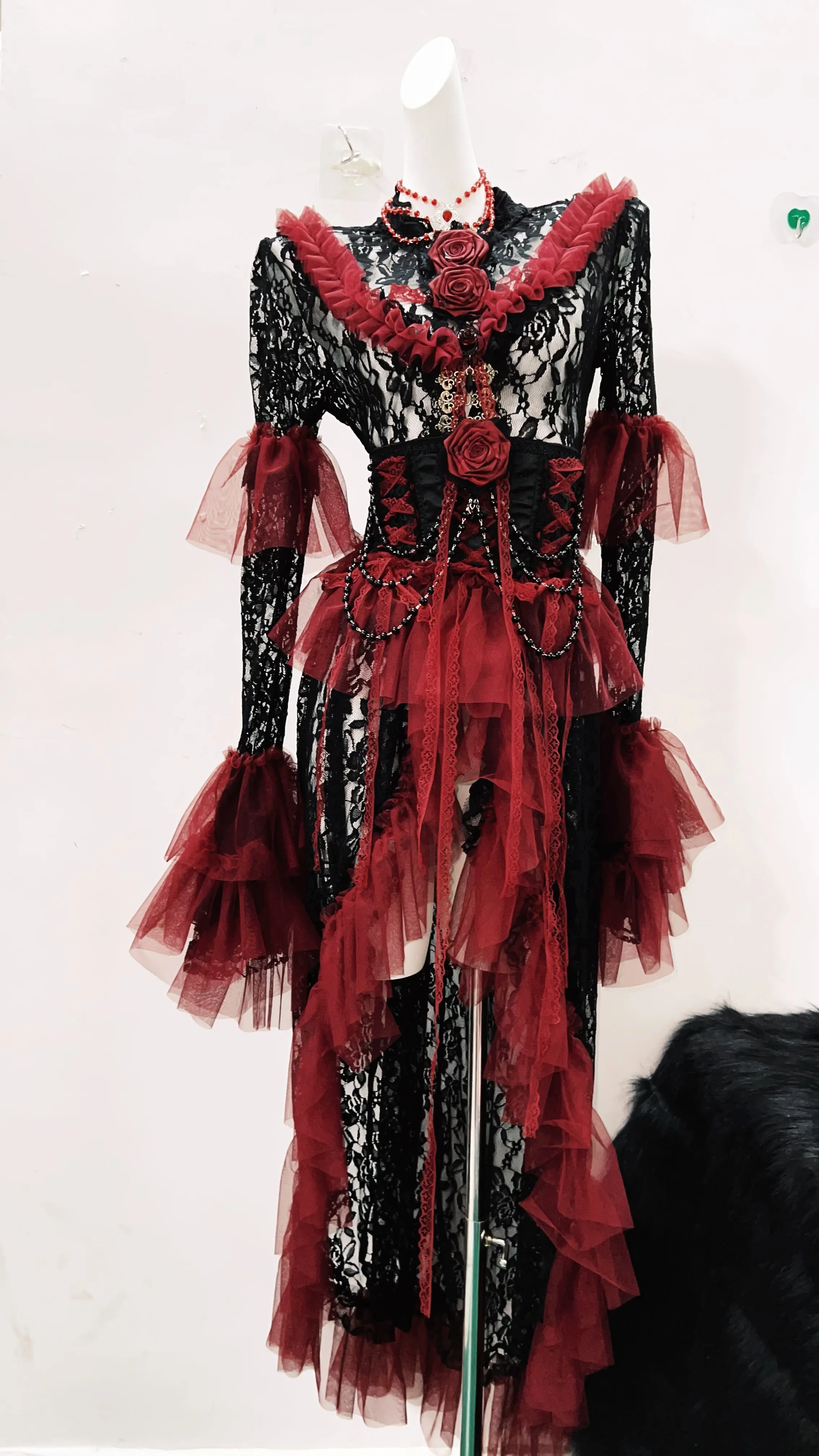 Frilly Lace Black and Red Dress 3