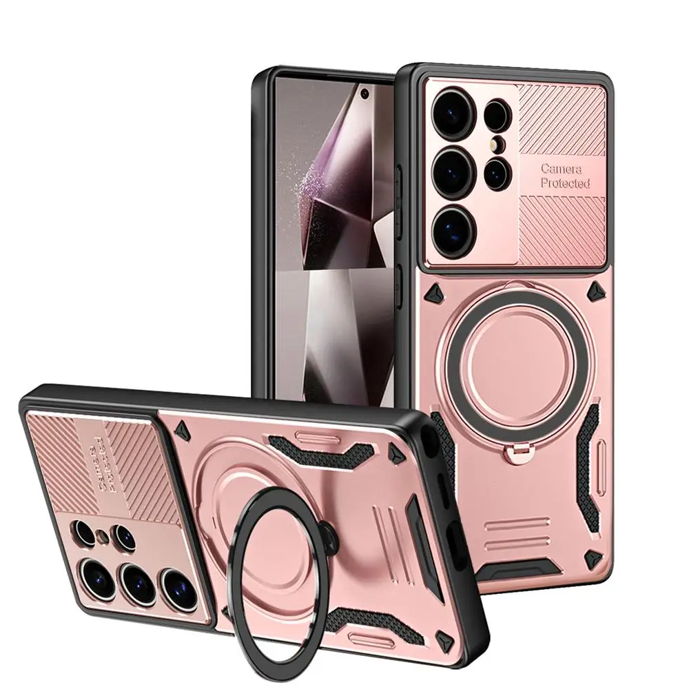 Luxury Armor Magnetic Hard Case with Ring Bracket Bumper Back Cover