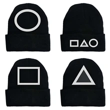 Calmar Game – chapeau tricoté pour femme et homme, accessoire de fête en plein air, mode Hip Hop, bonnet à manchettes, collection hiver et automne