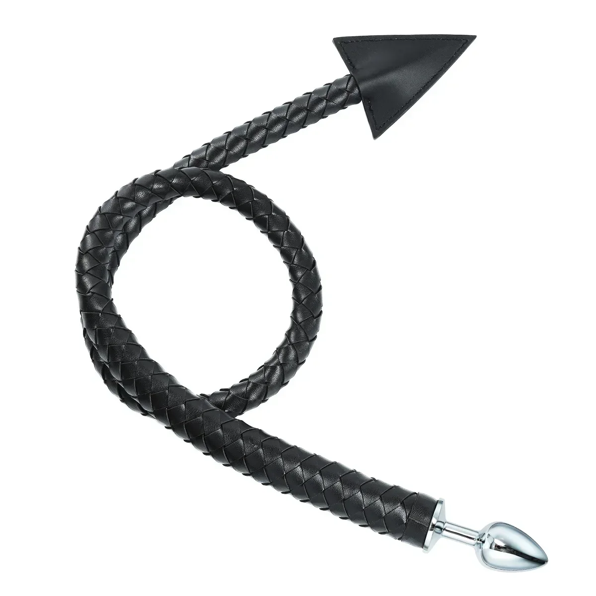 Anal Set Metal Plug Pu Leather Whip And Devil Tail Adult Toys_voghion.com