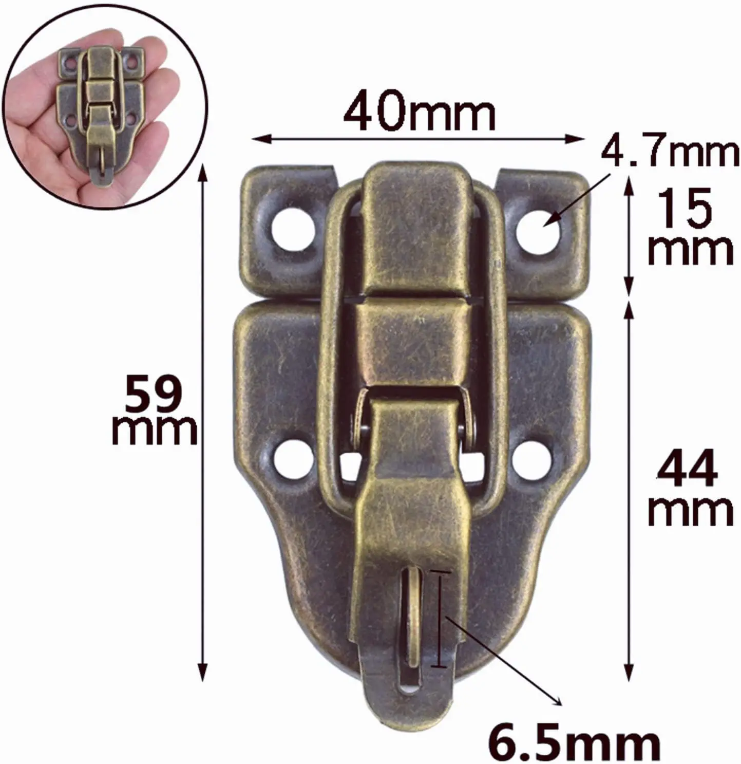 2Pcs Retro Style Box Toggle Latch Iron Hasp Catch with Padlock Hole for Wooden Case Jewelry Box Suitcase Chest Toolbox Cabinet