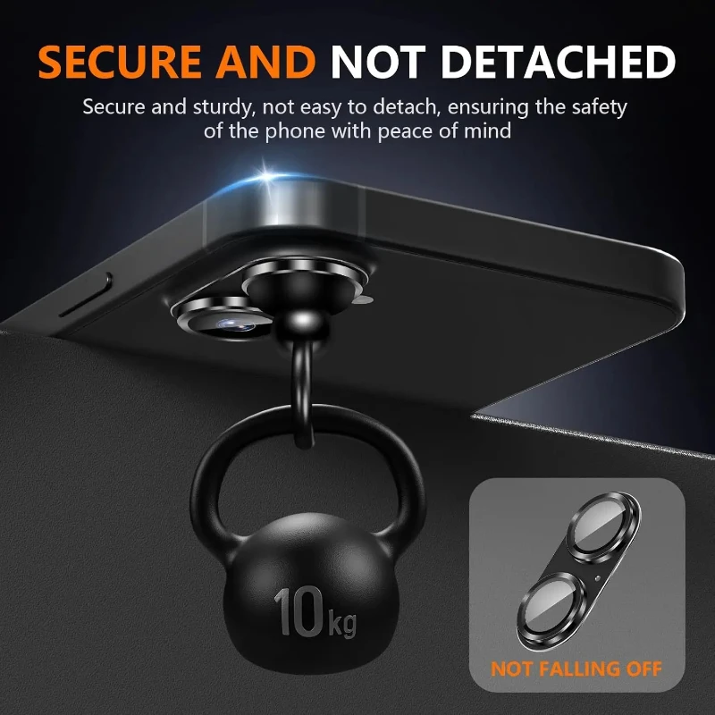 Sleek Black Metal Tempered Glass Camera Lens Protector - Premium Phone Accessory