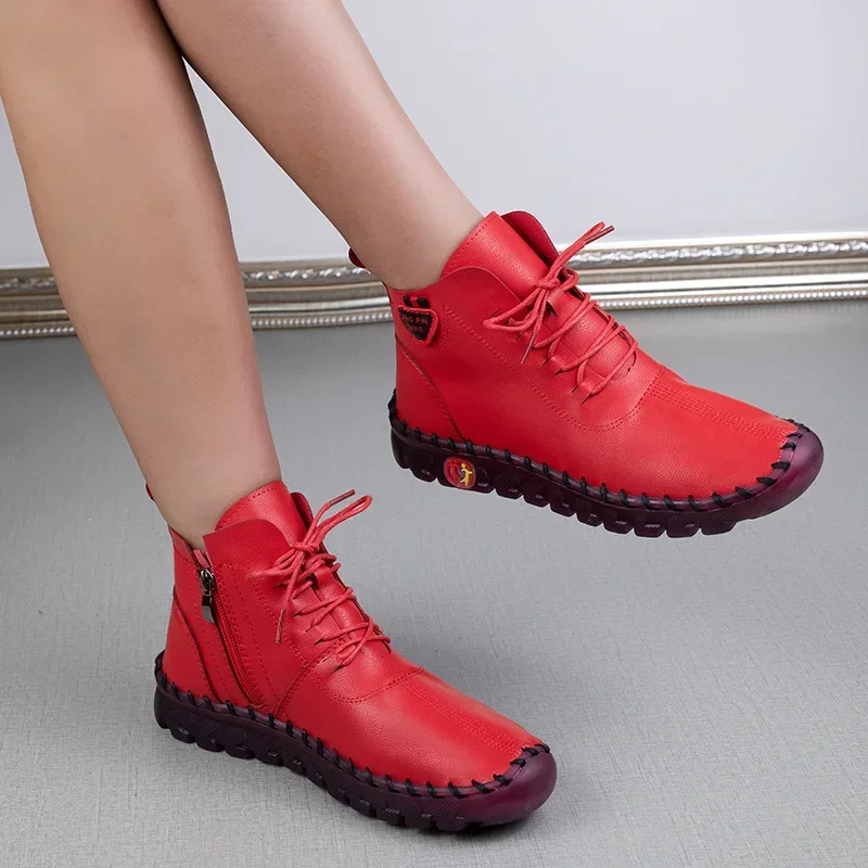 Boots Women Shoes Leather Ankle Boots for Women Autumn Winter