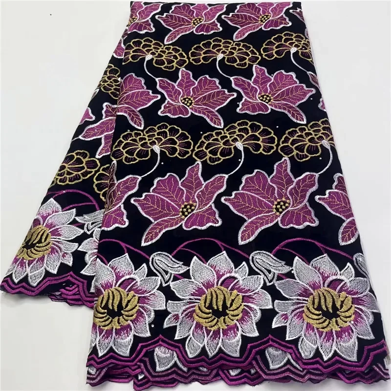 

5 yard Swiss lace fabric heavy beaded embroidery African 100% cotton fabrics Swiss voile lace popular Dubai style 14L030383