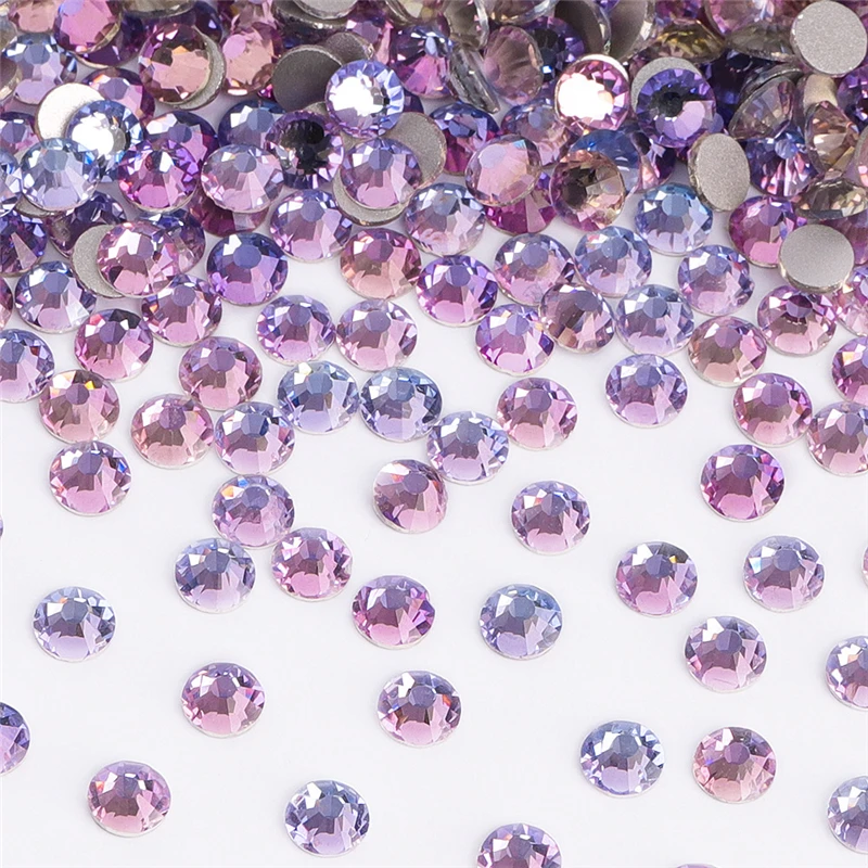 Lila Serie Glas-Strasssteine mit flacher Rückseite SS3-SS30, glitzernde runde Steine zum Aufkleben, nicht Hotfix-Strasssteine für Nagelkunst-Dekoration – Detail 8