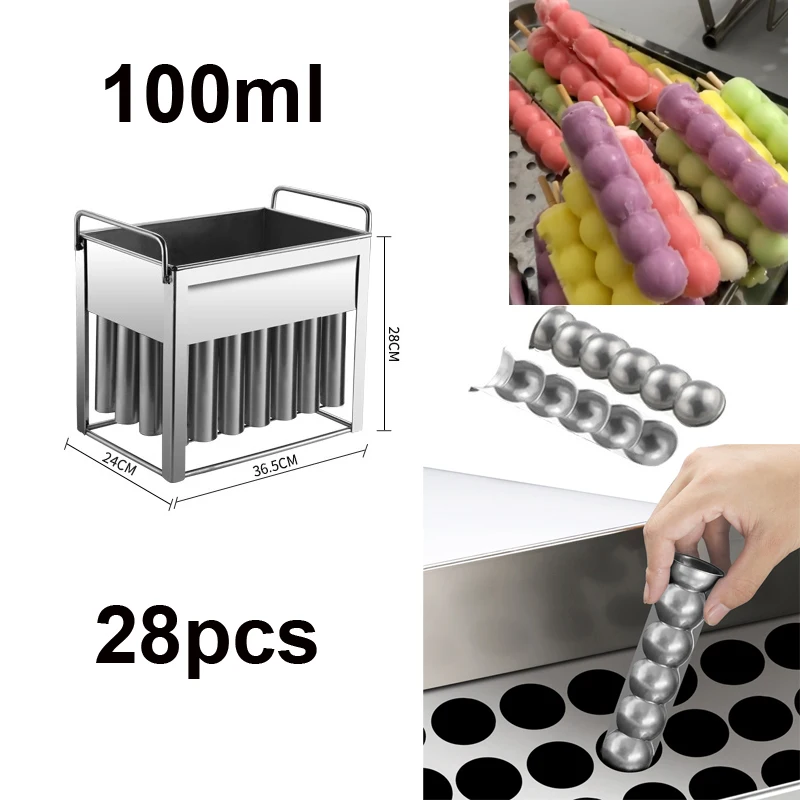 Stampo per ghiaccioli in acciaio inox, per uso domestico e commerciale, fai da te, con 40 scanalature, ideale per gelati e dolcetti surgelati