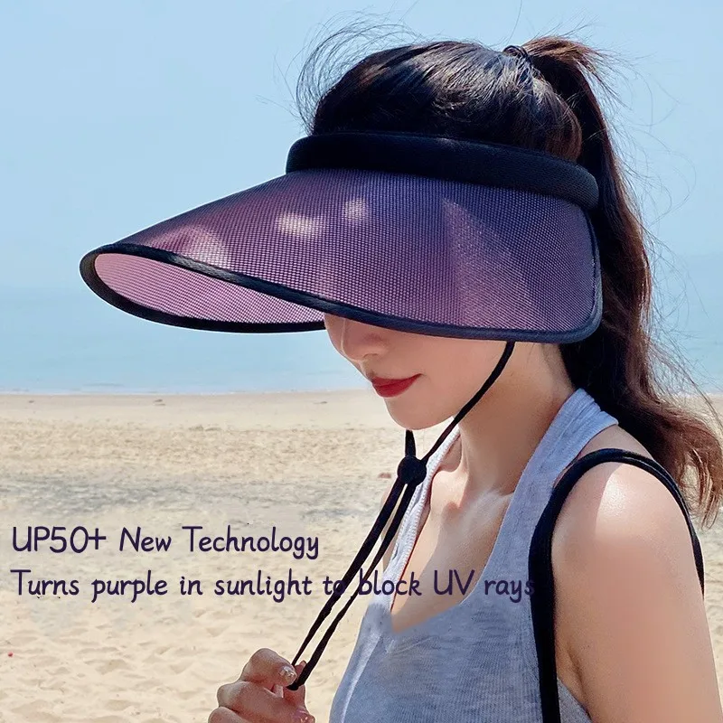 

Cyrusher Hat UV Sun Hat Female Summer Color Changing Anti-UV Beach Sun Hat Cycling Big Hat Brim Empty Top Hat Sun Hat