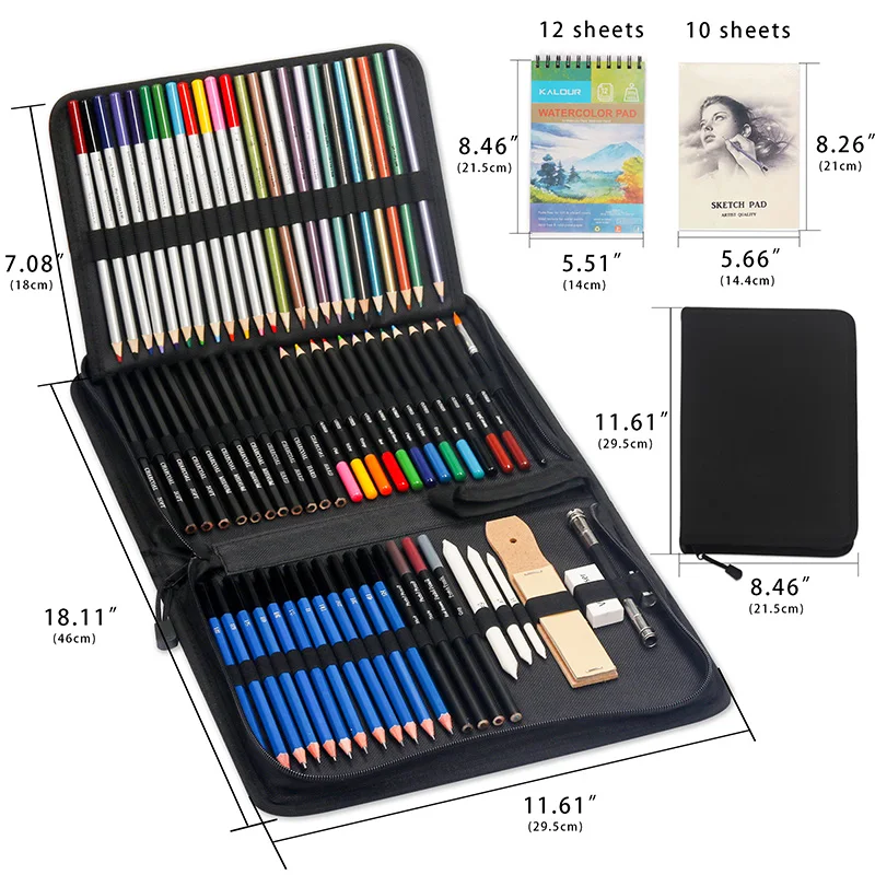 74PCS Color Pencil and Sketch Pencils Set for Drawing Art Tool Kit Charcoal  Pencil Artists Painting Draw Sketch Kit Art Supplies - AliExpress