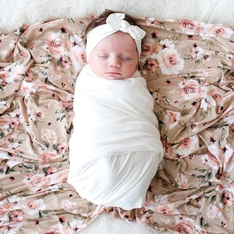 Soft Cotton Baby Muslin Blanket Newborn Swaddle Wrap Towel with Hat Unisex Boys Girls Receiving Blanket Baby Shower Gift 80x80cm
