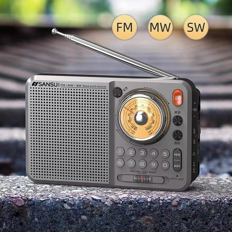 

Портативный FM/MW/SW1/SW2 ресивер, портативное высокочувствительное перезаряжаемое радио TF MP3-плеер с разъемом 3,5 мм для пожилых людей
