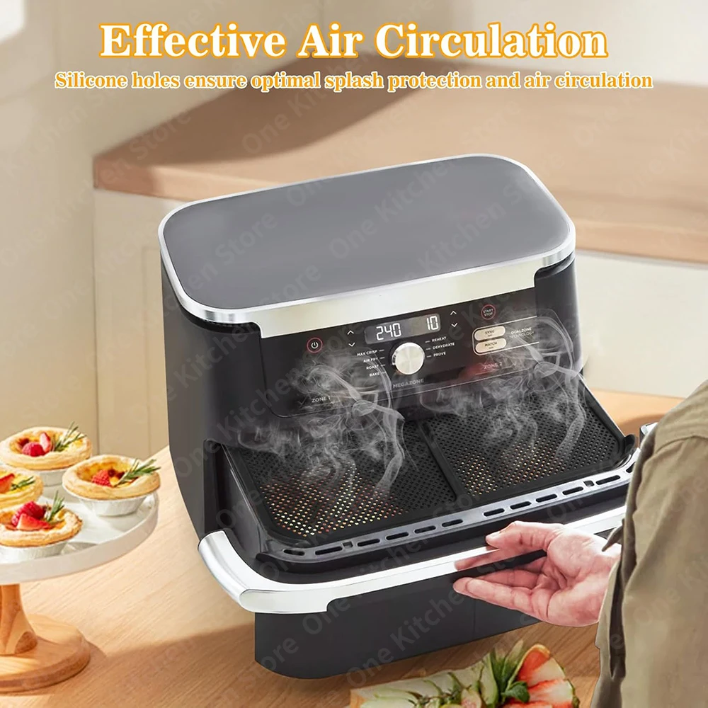 2-teiliger Spritzschutz Für Ninja Foodi Max Dual Zone Air Fryer – Hitzebeständig Bis 240°C