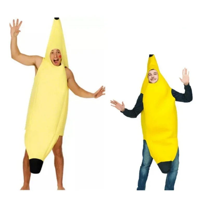 Adult Unisex Funny Banana Suit Yellow Costume Light Halloween Fruit Fancy Party Festival Dance Dress Costume