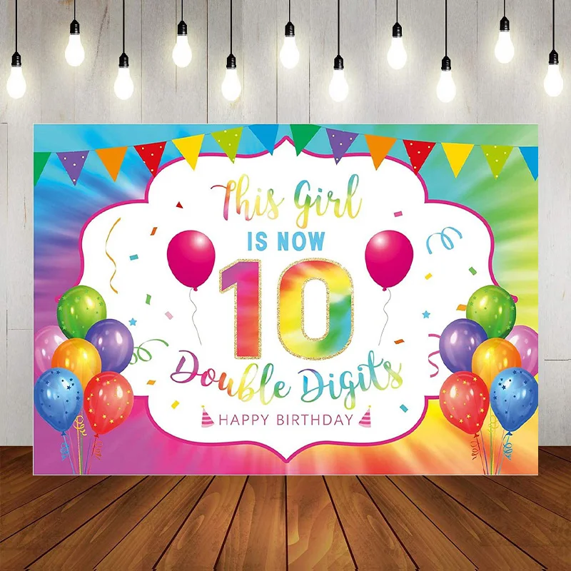 10 번째 생일 파티 사진 배경 베이비 샤워 장식, 비디오 게임 생일 게임 배경 배너 포스터