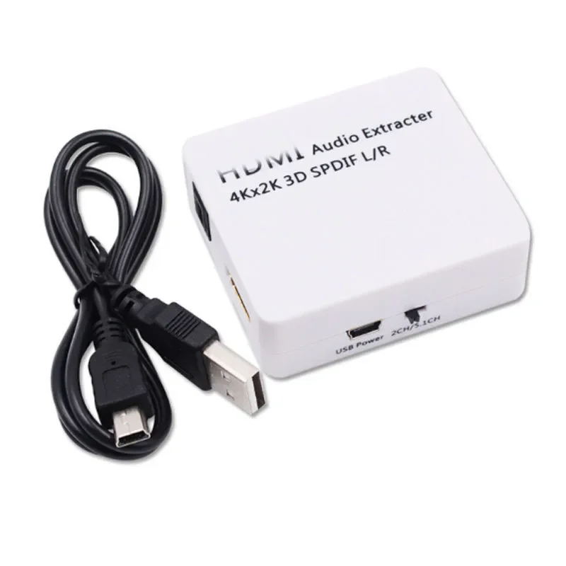 HDMI-compatible Audio Extractor to Optical Toslink 4Kx2K 3D SPDIF+RCA L/R Stereo Analog Converter Adapter Support 1.4 Version hd stereo 5 1 amplifier 5 1 channel spdif coaxial audio decoder ac3 audio digital to analog dac converter decoder amplifier