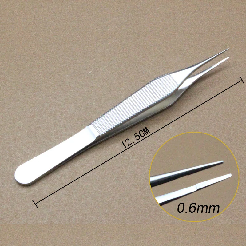 Eyelash Tweezers Ophthalmic Tweezers Tissue Forceps Stainless steel Teethed Platforms Forceps Surgical Instruments 120mm 1pcs