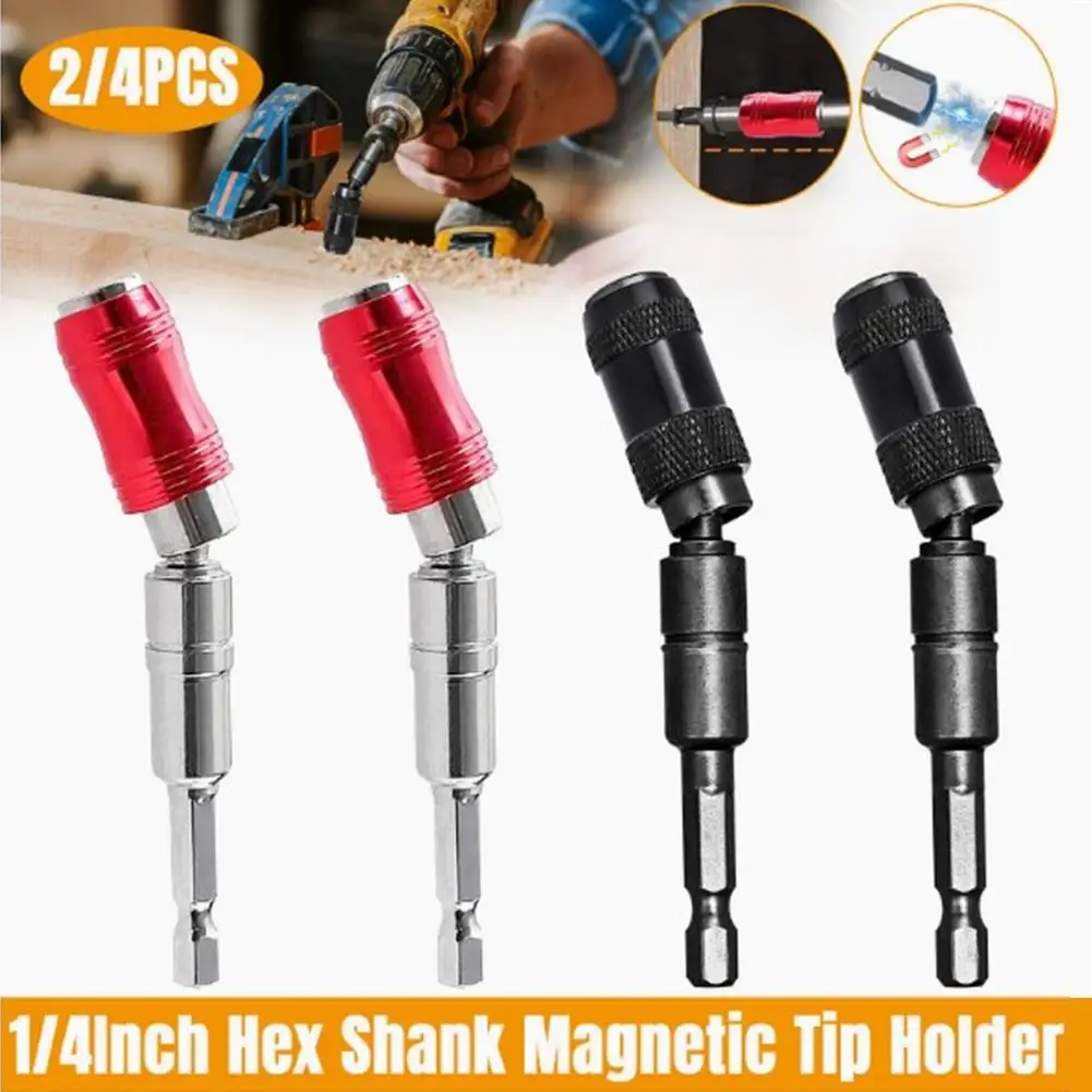 

2pcs/4pcs 1/4inch Drill Bit Tip Holder Shank Steel Impact Magnetic Pivoting Drill Bit Tip Holder With Magnetic Lock