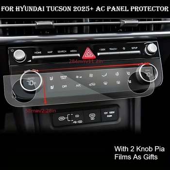 Pellicola protettiva in vetro temperato per pannello AC con pellicole Pia a 2 manopole per Hyundai Tucson 2024 2025 protezione schermo per aria condizionata per auto