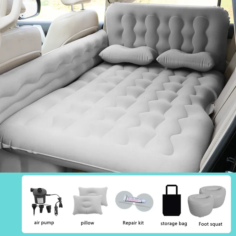 Car Inflatable Travel Mattress Outdoor Camping Flocking Mattress SUV Universal Rear Seat Cushion Mutifunctional Car Travel Bed