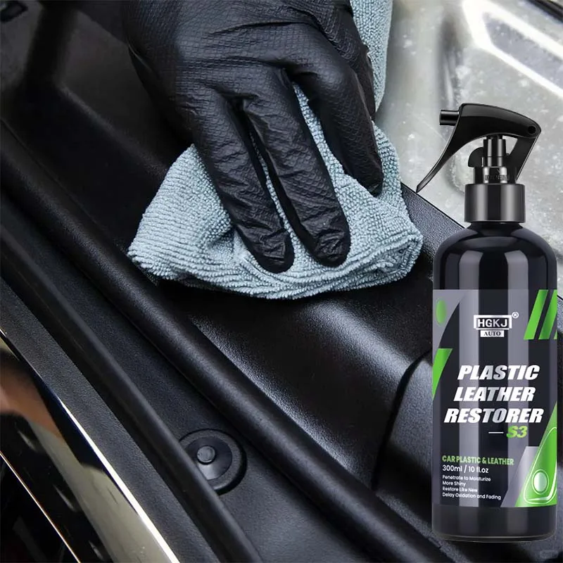 Plastic Leather Restorer Interior Detailer HGKJ S3 Polish Back To Black Gloss Plastic Leather Renovator Conditioner Cleaning 5