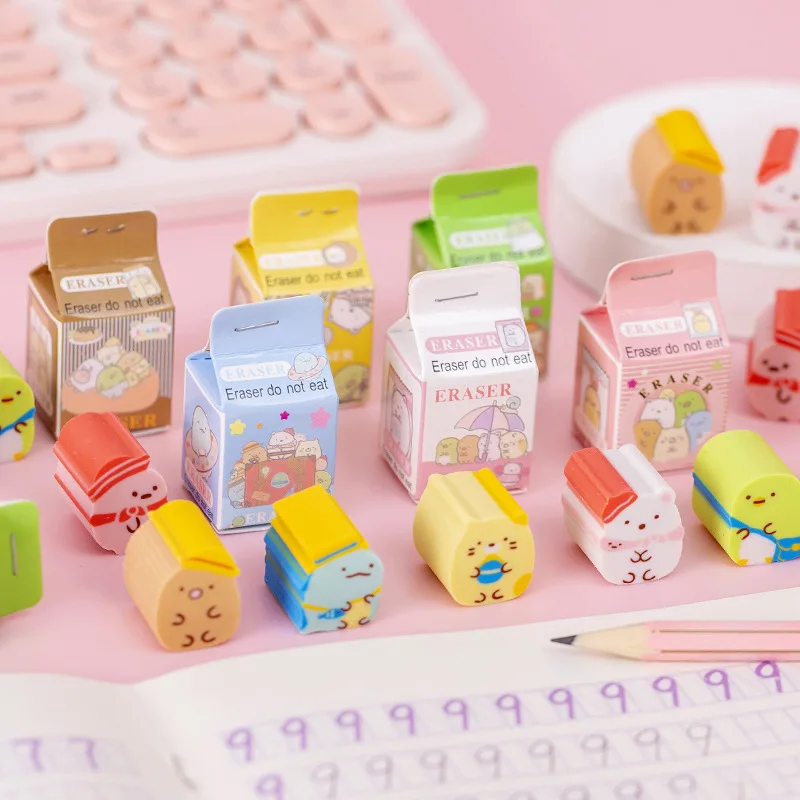 

4Pcs Cartoon Cute Sumikko Gurashi Rubber Eraser Pencil Painting Eraser Children Gift Kids Student Office Stationery Supplies