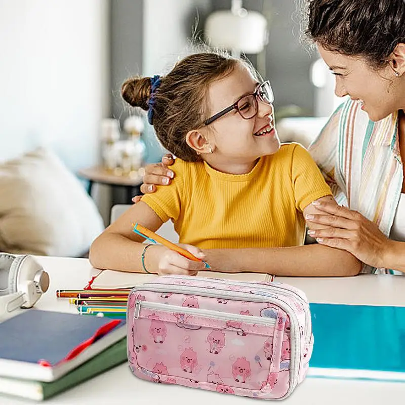 Stationery Bag Cute Cartoon Pencil Case Large Capacity Cartoon Pencil Case Pouch Student Supplies