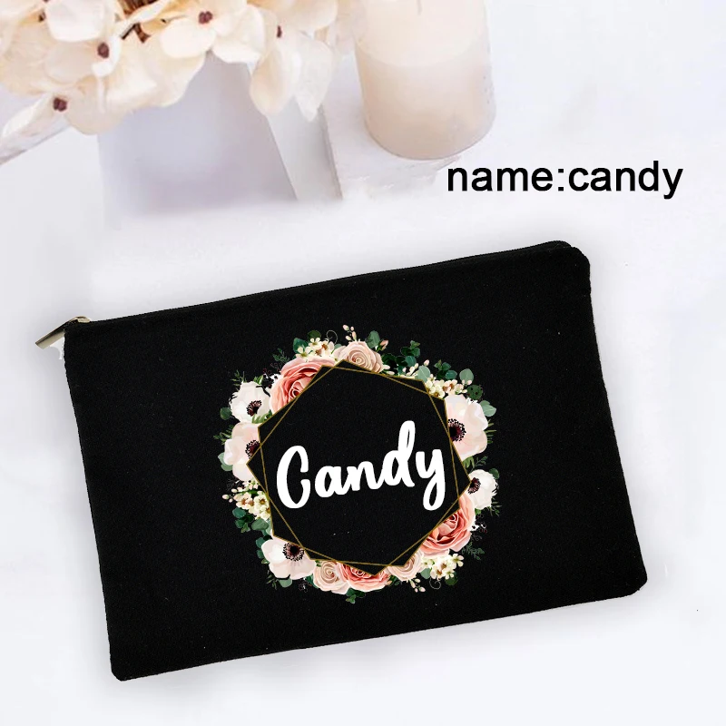 Personal Name Flower Makeup Bag Pouch Travel Outdoor Girl Women Cosmetic Bags Toiletries Organizer Lady Wash Storage Case makeup organizer cosmetic bag cosmetic storage bag toiletry bag makeup bag cosmetic case