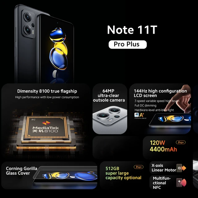 Global Rom Xiaomi Redmi Note 11t Pro Plus 128gb/256gb/512gb Smart