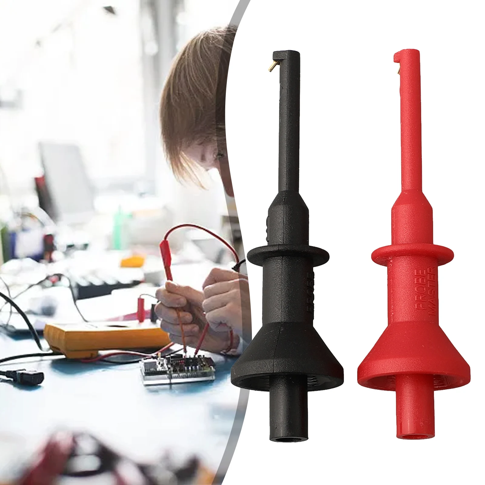 

2pcs Multimeter Probe Hook 2mm Threaded Banana Test Leads Multimeter Test Hook High Quality Testing Hook Clip Durable