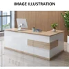 Modern L-Shaped Reception Desk with Hutch and Lockable Drawer & Cabinet, Office Wooden Computer Front Desk, Retail Counter 6