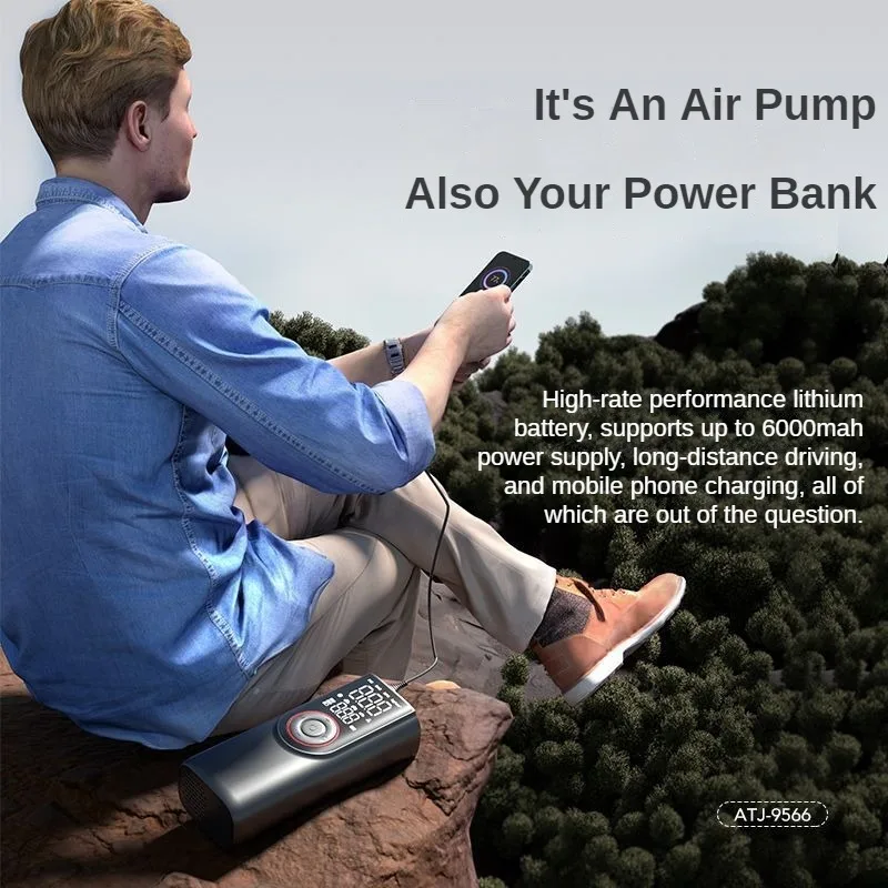 Tire Inflator Wireless Tire Inflator Pump 6000mAh Electric Portable For Moto Bike Car Tyre Balls