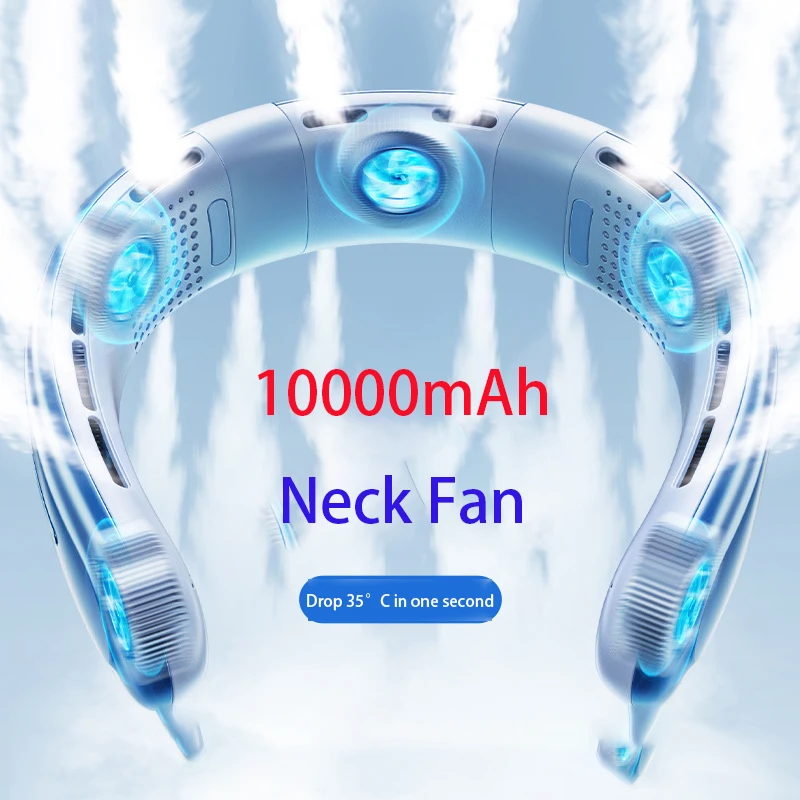 

10000mAh Neck Fan Rechargeable Portable Air Conditioner Mini Silent 3 Speeds Large Wind Outdoor Bladeless Neckband FAN for Sport