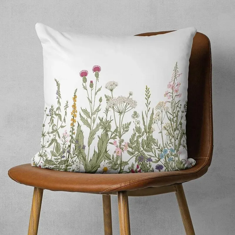 Vibrant Floral Pattern Throw Pillow Cover, Soft and Easy-Care Home Accent, 17.7x17.7in